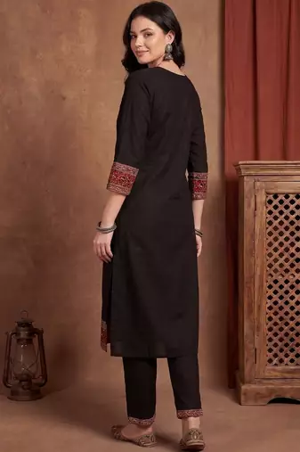 Women Ethnic Motifs Printed Regular Pure Cotton Kurta with Trousers & With Dupatta