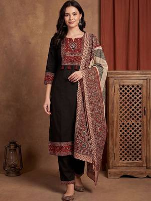 Women Ethnic Motifs Printed Regular Pure Cotton Kurta with Trousers & With Dupatta 6