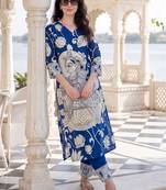 Women Ethnic Motifs Printed V-Neck Pure Cotton Kurta with Trousers