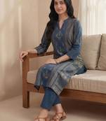Women Ethnic Motifs Printed Regular Pure Cotton Kurta with Trousers