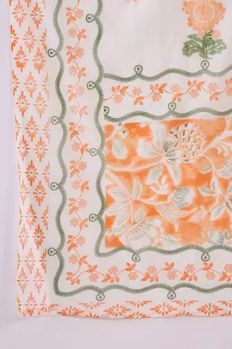 Floral Printed Beads and Stones Pure Cotton Straight Kurta & Trousers & Dupatta