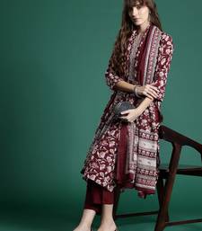 Floral Printed Pure Cotton Kurta With Trousers & Dupatta