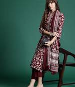 Floral Printed Pure Cotton Kurta With Trousers & Dupatta