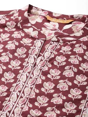 Floral Printed Pure Cotton Kurta With Trousers & Dupatta 2