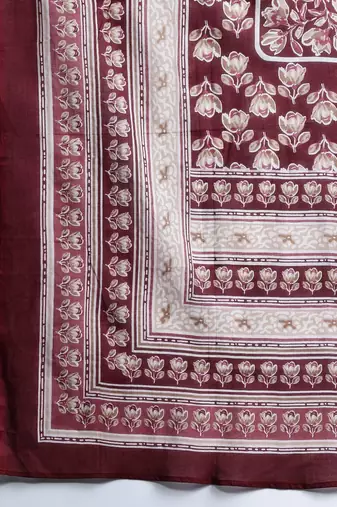 Floral Printed Pure Cotton Kurta With Trousers & Dupatta