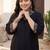 Plus Size Black Embroidered Straight Kurta Trousers Set