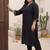 Plus Size Black Embroidered Straight Kurta Trousers Set