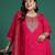 Plus Size Pink Embroidered Straight Kurta Trousers With Dupatta Set