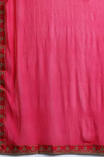 Plus Size Pink Embroidered Straight Kurta Trousers With Dupatta Set
