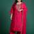 Plus Size Pink Embroidered Straight Kurta Trousers With Dupatta Set