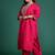 Plus Size Pink Embroidered Straight Kurta Trousers With Dupatta Set
