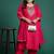 Plus Size Pink Embroidered Straight Kurta Trousers With Dupatta Set