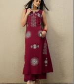 Women Ethnic Motifs Embroidered Regular Thread Work Pure Cotton Kurta with Palazzos