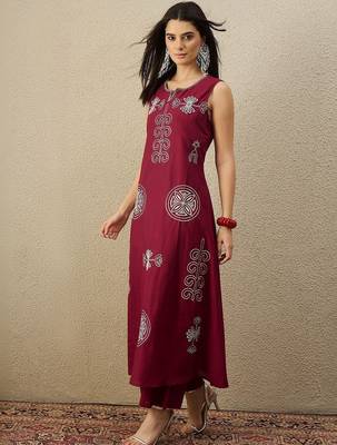 Women Ethnic Motifs Embroidered Regular Thread Work Pure Cotton Kurta with Palazzos 3