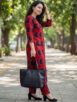 Women Printed Regular Kurta with Trousers 3