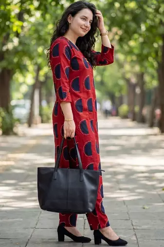 Women Printed Regular Kurta with Trousers