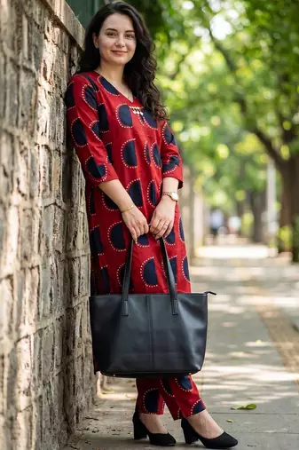 Women Printed Regular Kurta with Trousers