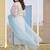Plus Size Blue Printed Straight Kurta Trousers With Dupatta Set