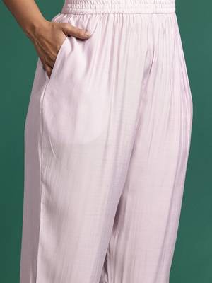Plus Size Lavender Embroidered Straight Kurta Trousers With Dupatta Set 3