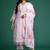 Plus Size Lavender Embroidered Straight Kurta Trousers With Dupatta Set