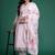 Plus Size Lavender Embroidered Straight Kurta Trousers With Dupatta Set