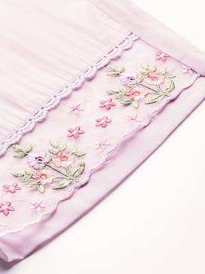 Plus Size Lavender Embroidered Straight Kurta Trousers With Dupatta Set 9