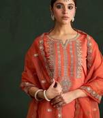 Ethnic Motifs Embroidered Gotta Patti Straight Kurta With Trousers & Dupatta