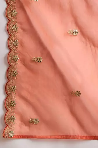 Ethnic Motifs Embroidered Gotta Patti Straight Kurta With Trousers & Dupatta