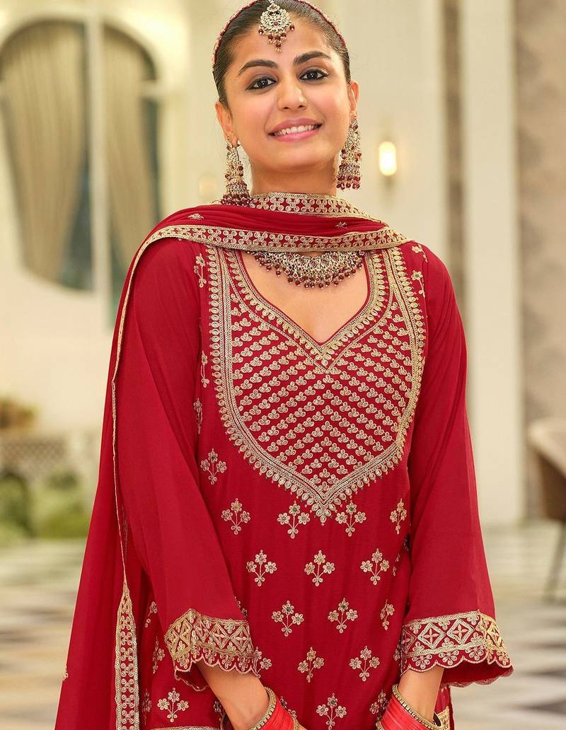 Women Ethnic Motifs Embroidered Kurta with Sharara & Dupatta