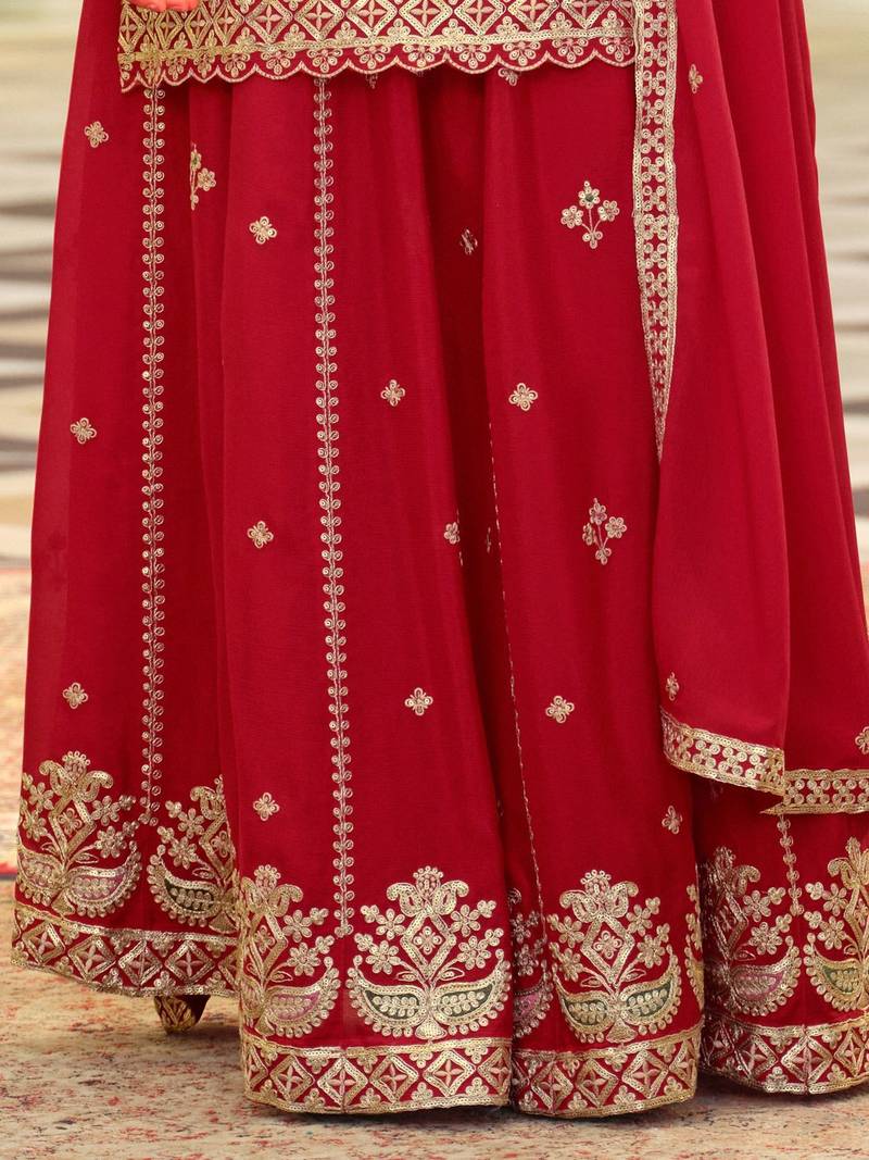 Women Ethnic Motifs Embroidered Kurta with Sharara & Dupatta