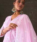 Women Ethnic Motifs Embroidered Regular Chikankari Pure Cotton Kurta with Trousers & With Dupatta
