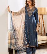 Women Paisley Embroidered Regular Kurta with Palazzos & With Dupatta