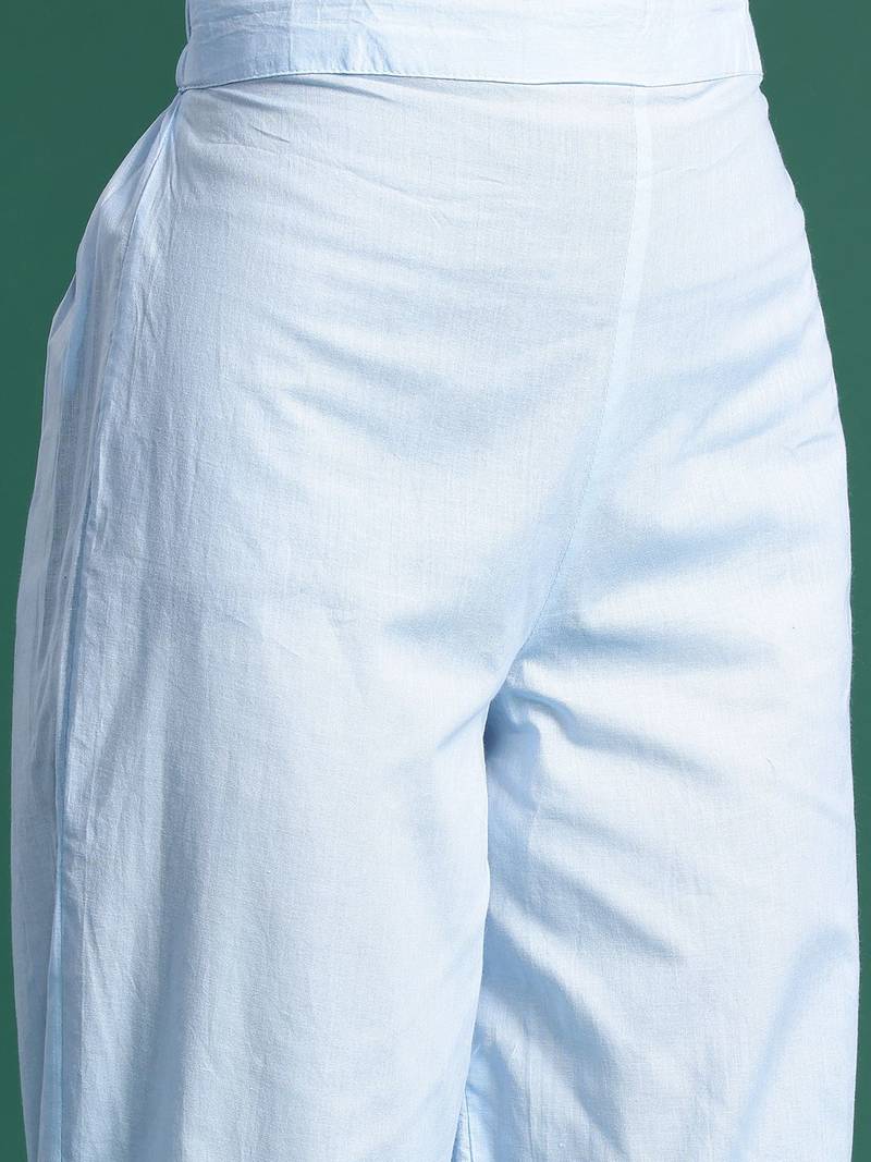 Women Ethnic Motifs Embroidered Regular Thread Work Pure Cotton Kurta with Trousers & With Dupatta