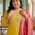 Plus Size Yellow Embroidered Straight Kurta Trousers With Dupatta Set