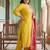 Plus Size Yellow Embroidered Straight Kurta Trousers With Dupatta Set
