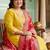 Plus Size Yellow Embroidered Straight Kurta Trousers With Dupatta Set
