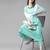 Women Sea Green & Golden Embroidered Kurta with Trousers & Dupatta