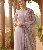 Women Thread Work Straight Kurta with Trouser & Printed Dupatta
