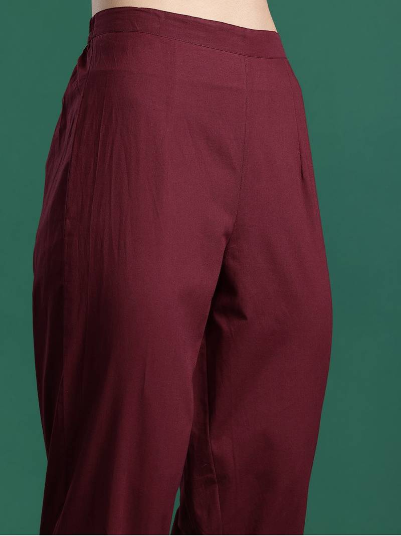 Floral Printed Pure Cotton Kurta with Trousers & Dupatta