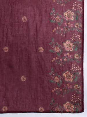 Floral Printed Pure Cotton Kurta with Trousers & Dupatta 4