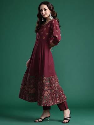 Floral Printed Pure Cotton Kurta with Trousers & Dupatta 6