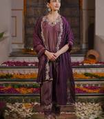 Women Ethnic Motifs Embroidered Regular Liva Kurta with Trousers & With Dupatta