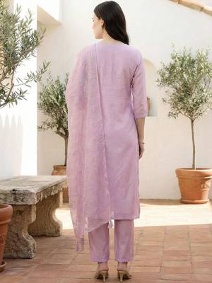 Women Regular Mirror Work Liva Kurta with Trousers & With Dupatta 6