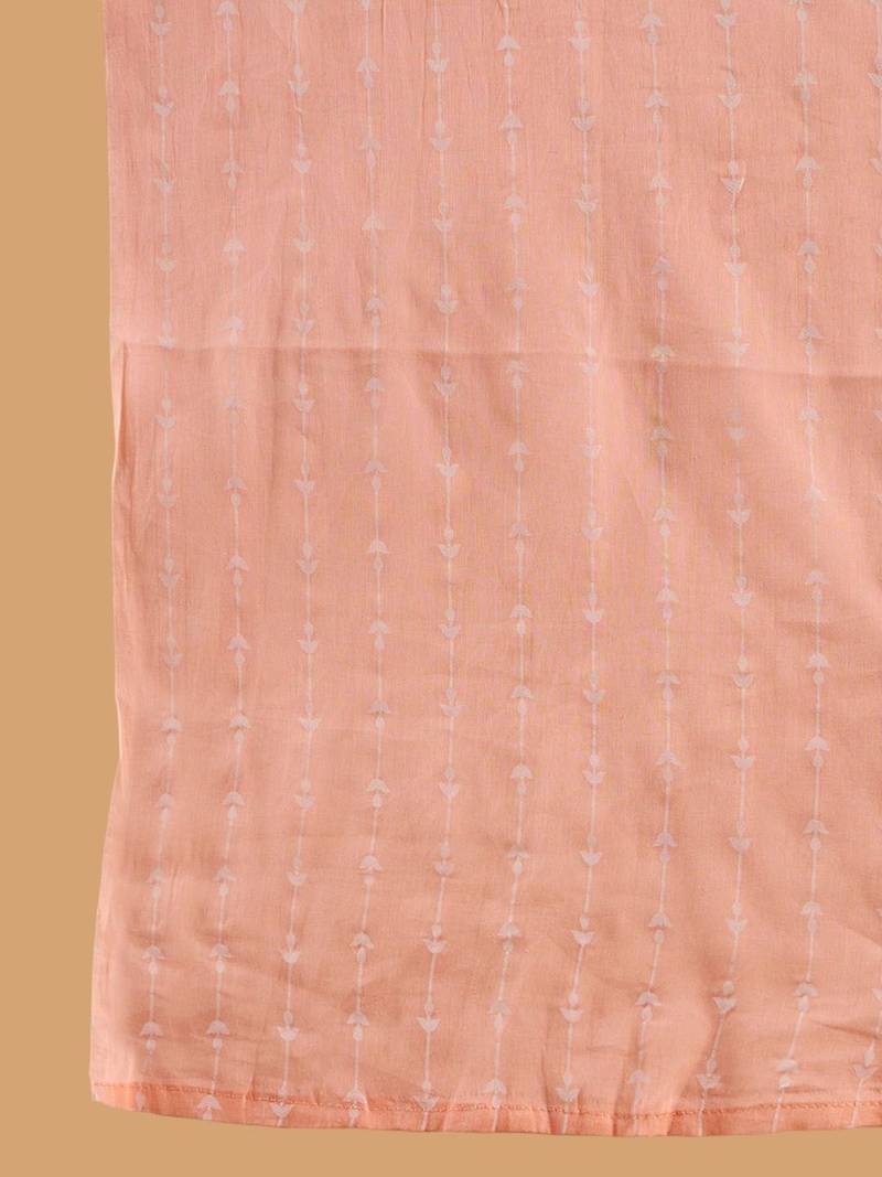 Floral Printed Straight Mirror Work Kurta with Trousers & Dupatta