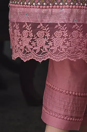 Floral Printed Thread Work Linen Kurta Set
