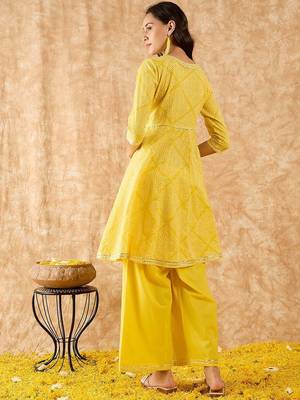Geometric Printed A-Line Gotta Patti Kurta with Palazzo 5