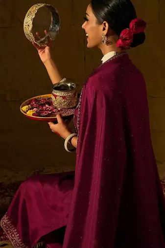 Ethnic Motifs Embroidered Sequinned Straight Kurta with Trousers & With Dupatta