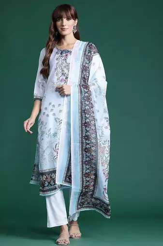 Ethnic Motifs Printed Kurta With Trousers & Dupatta
