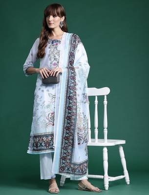 Ethnic Motifs Printed Kurta With Trousers & Dupatta 7
