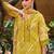 Mustard Leheriya Printed Thread Work Pure Cotton Kurta with Trousers & Dupatta